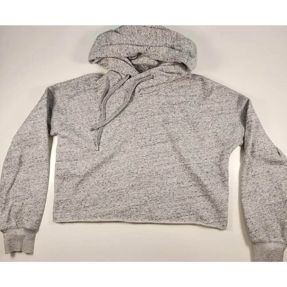 Abercrombie & Fitch Cropped Hoodie Gray Marled Pullover‎ Small Y2K